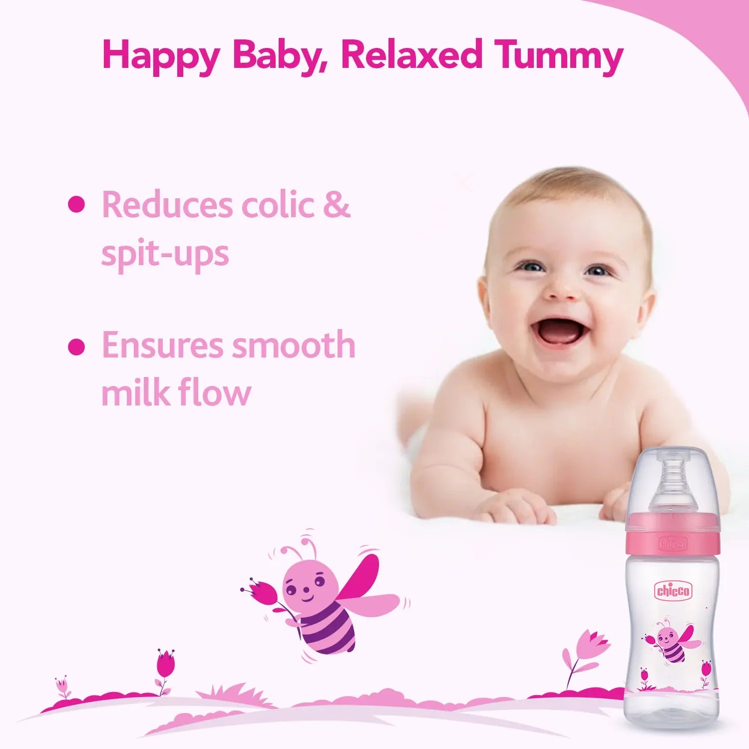 Nourish Plus Slow Flow Baby Bottle 120ml 0M+ Pink