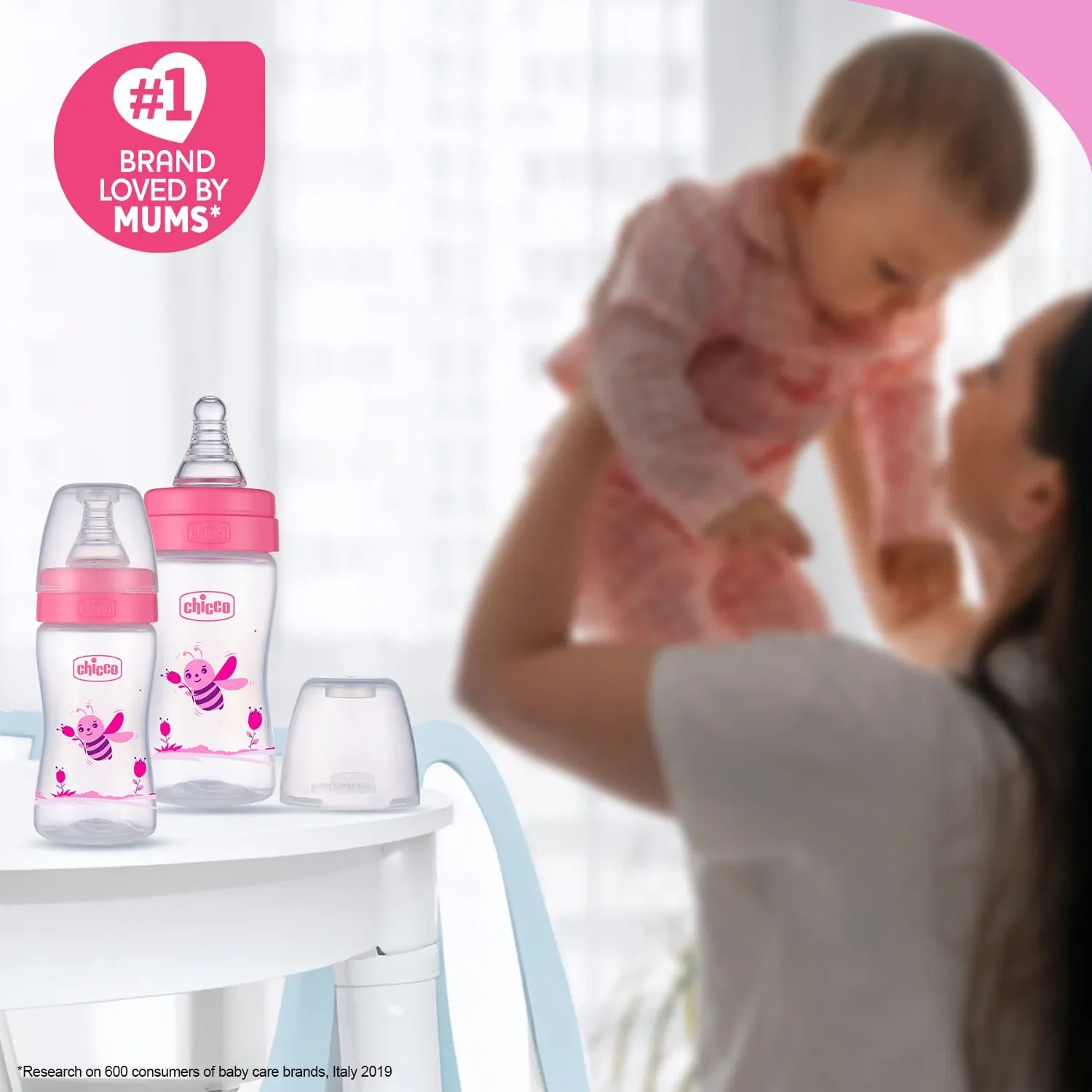 Nourish Plus Slow Flow Baby Bottle 120ml 0M+ Pink
