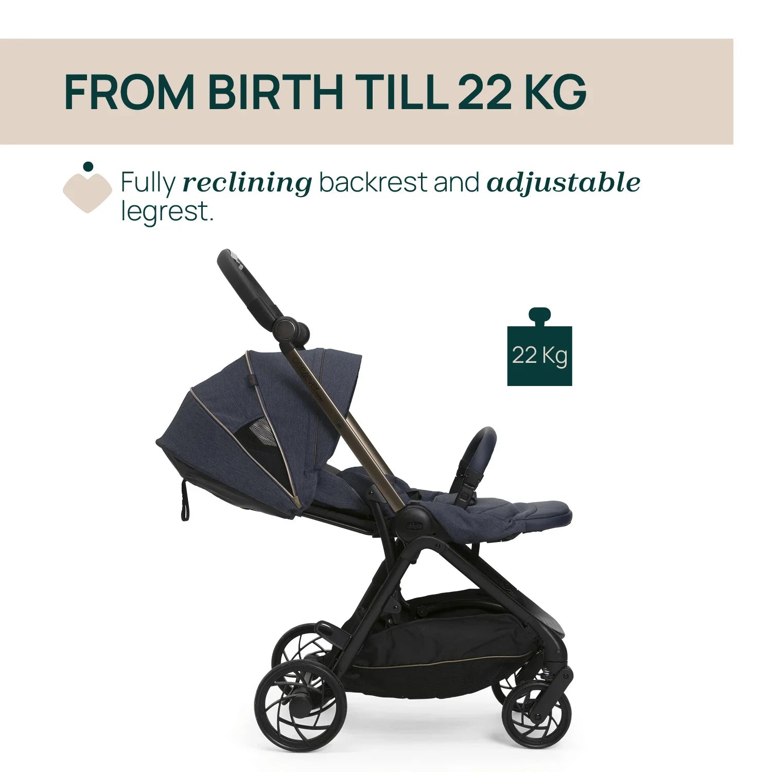 One4Ever Lounge Stroller Denim Shine