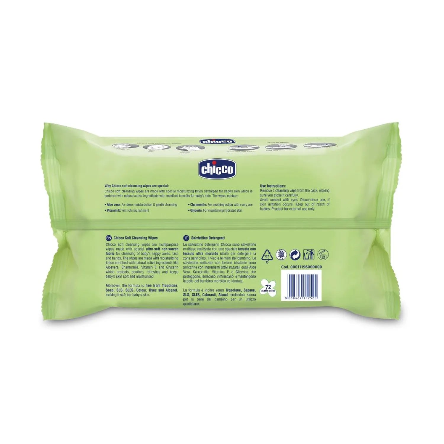 Soft Cleansing Wipes Fliptop 72 Pcs