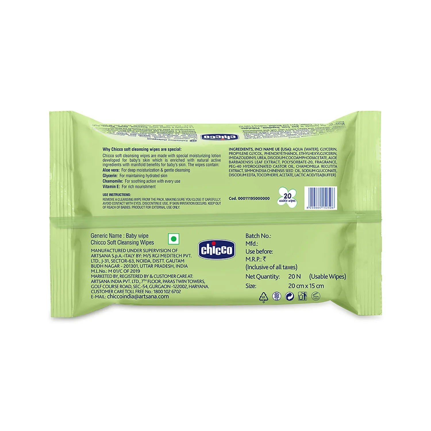 Soft Cleansing Wipes Sticker 20 Pcs