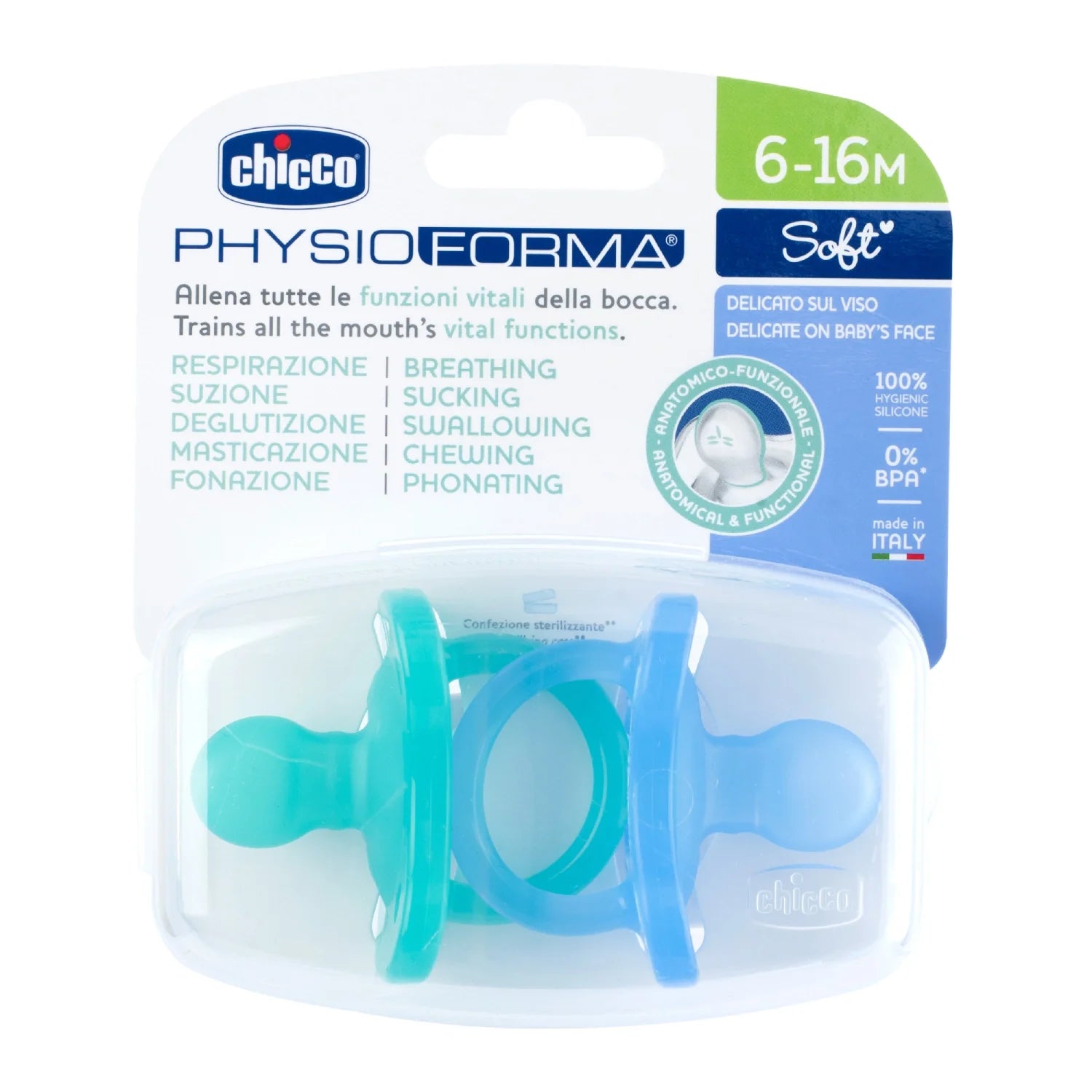 Soother Physio Soft Blue 6 to 16M 2Pcs