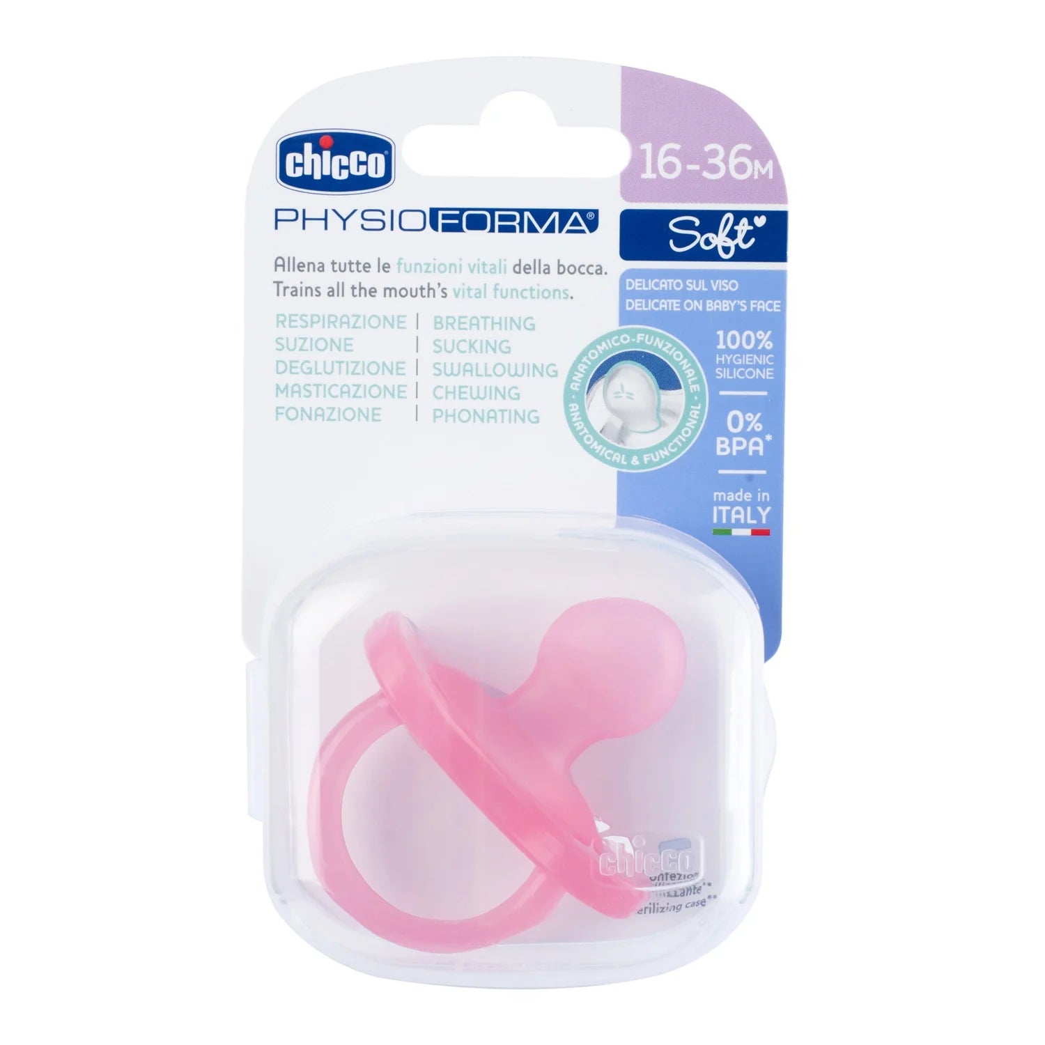 Soother Physio Soft Pink 16 to 36M 1Pc