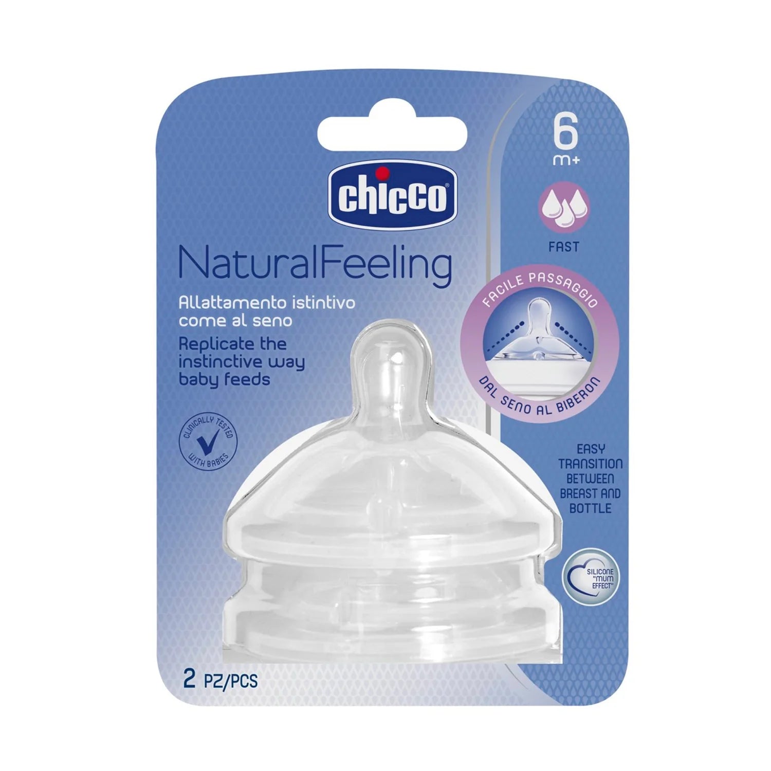 Teats Natural Feeling 6M+ Fast Flow 2 Pcs