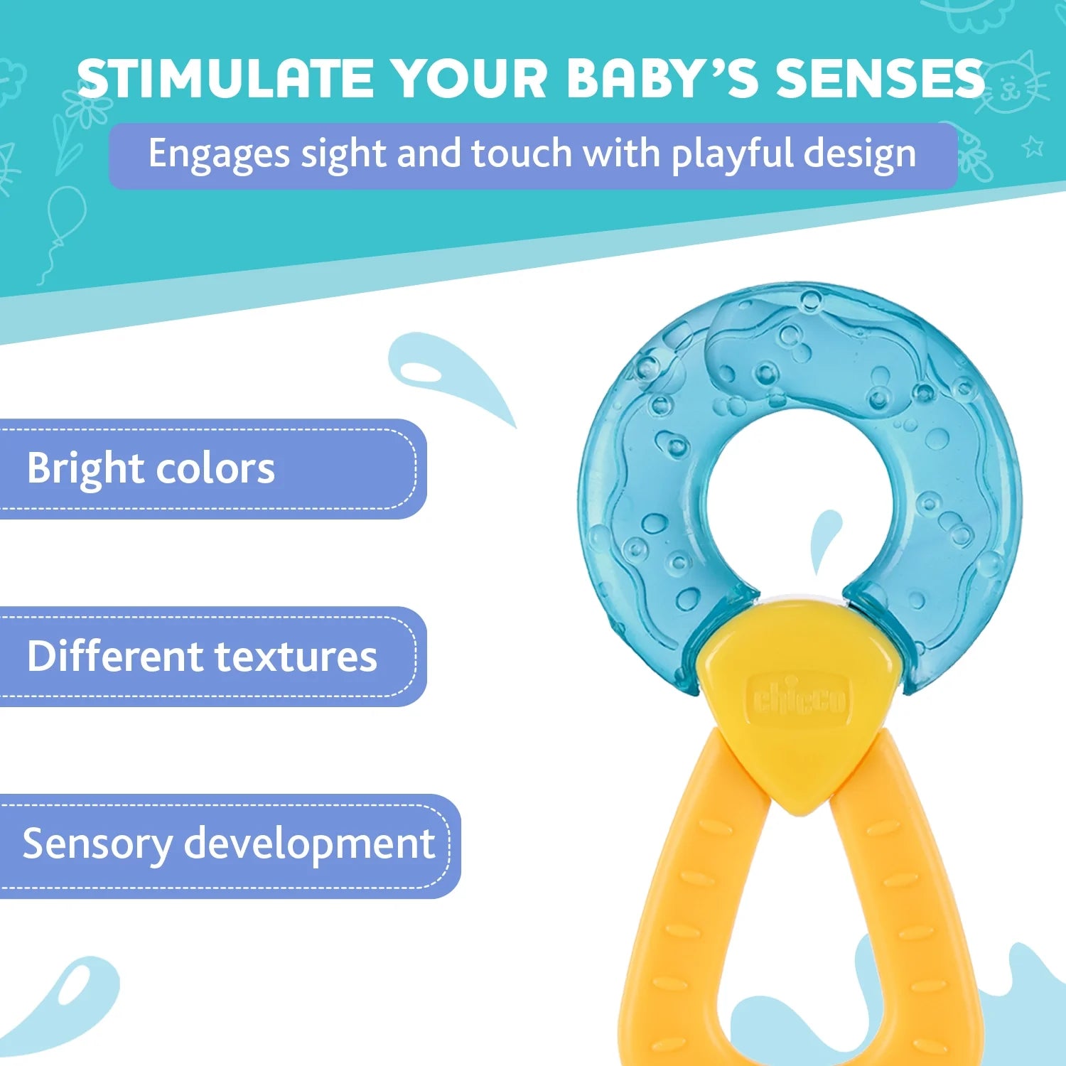 Teether Refreshing Ring Handle Blue 4M+ 1Pc