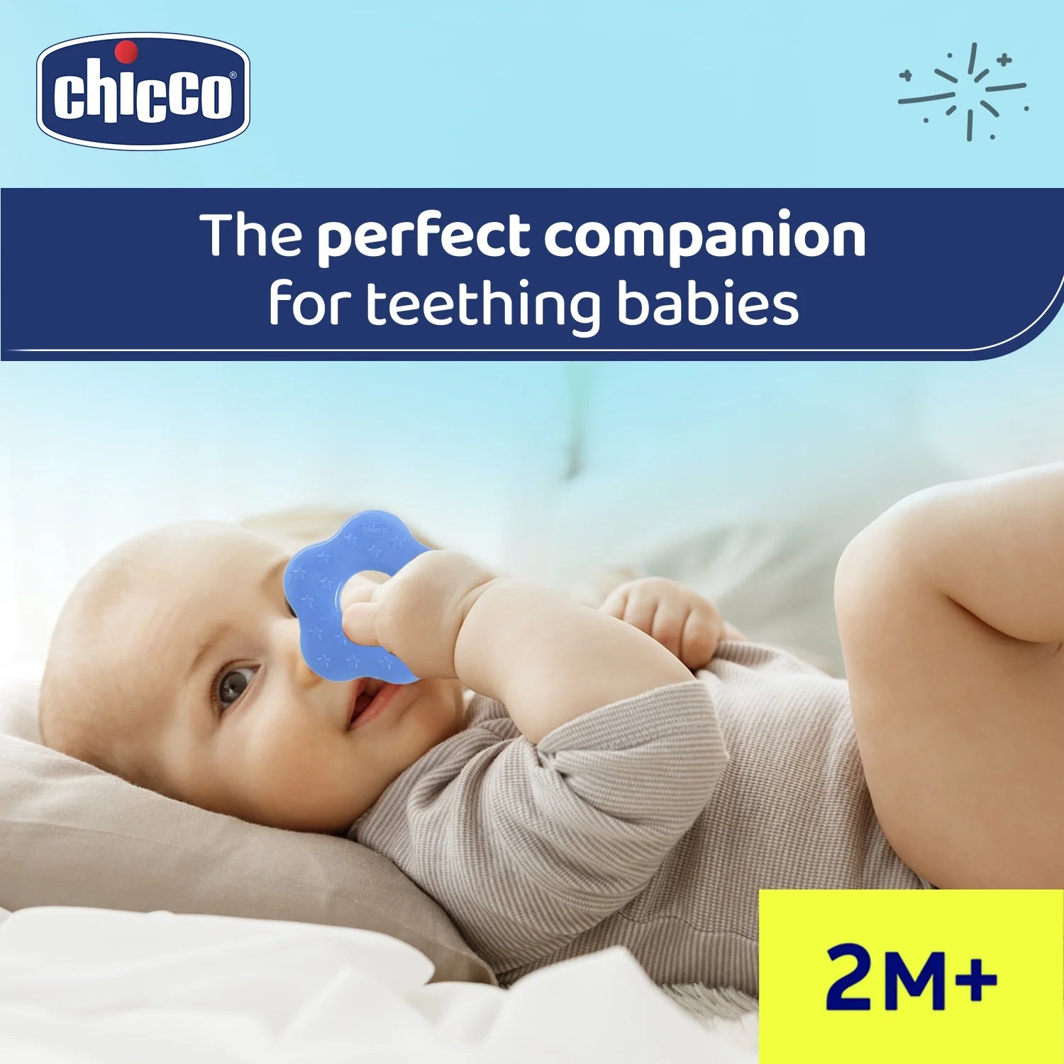 Teether Supersoft Star 2M+ 2Pc Blue & Yellow