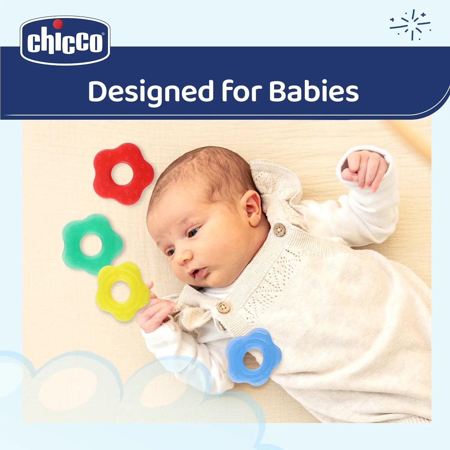 Teether Supersoft Star 2M+ 2Pc Blue & Yellow