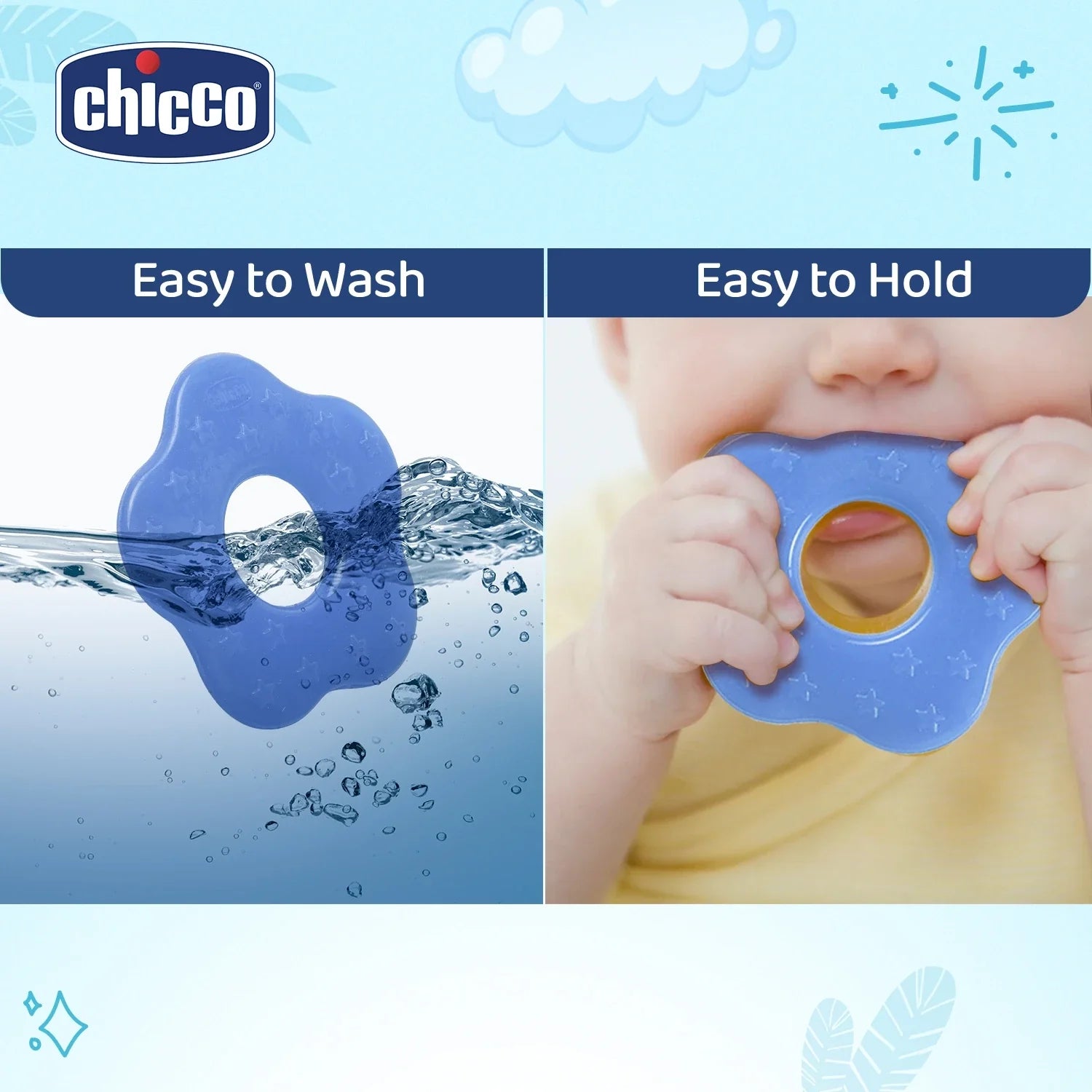 Teether Supersoft Star 2M+ 2Pc Blue & Yellow