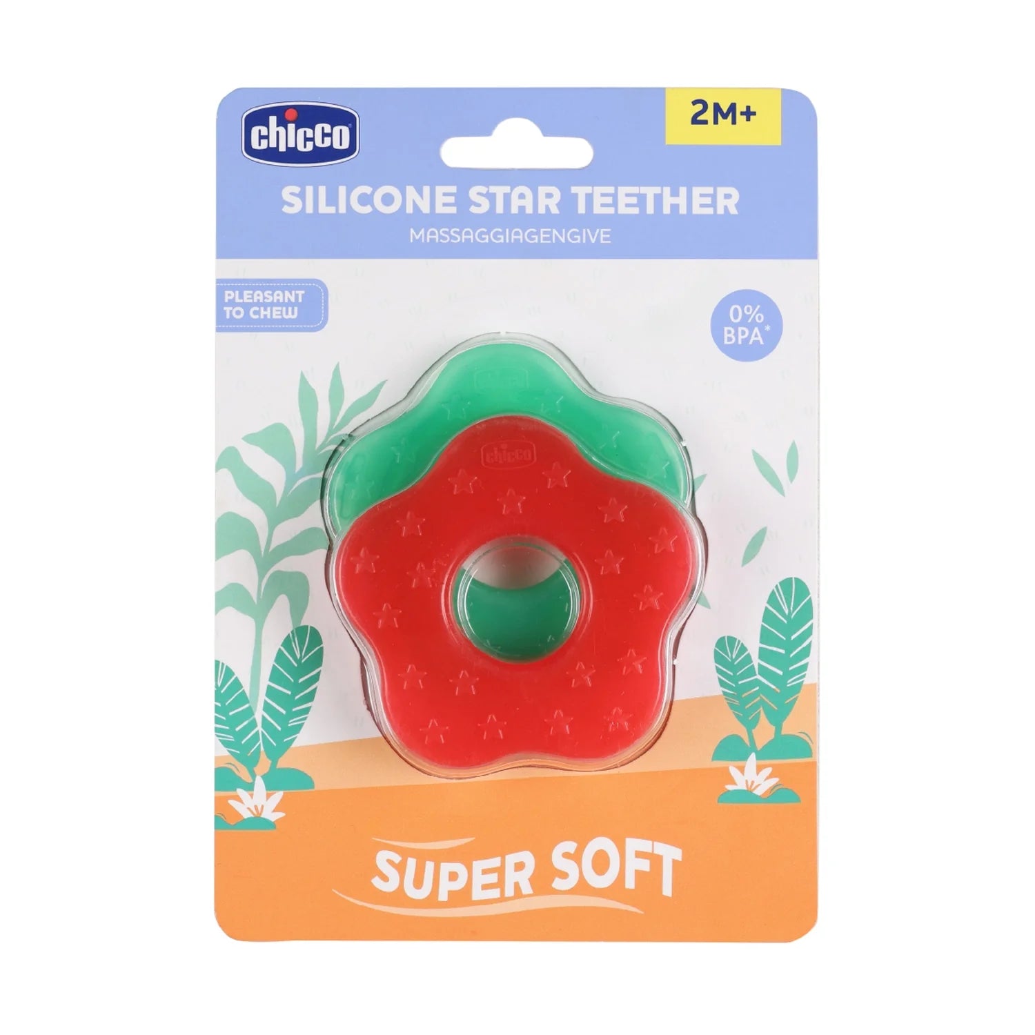 Teether Supersoft Star 2M+ 2Pc Red & Green