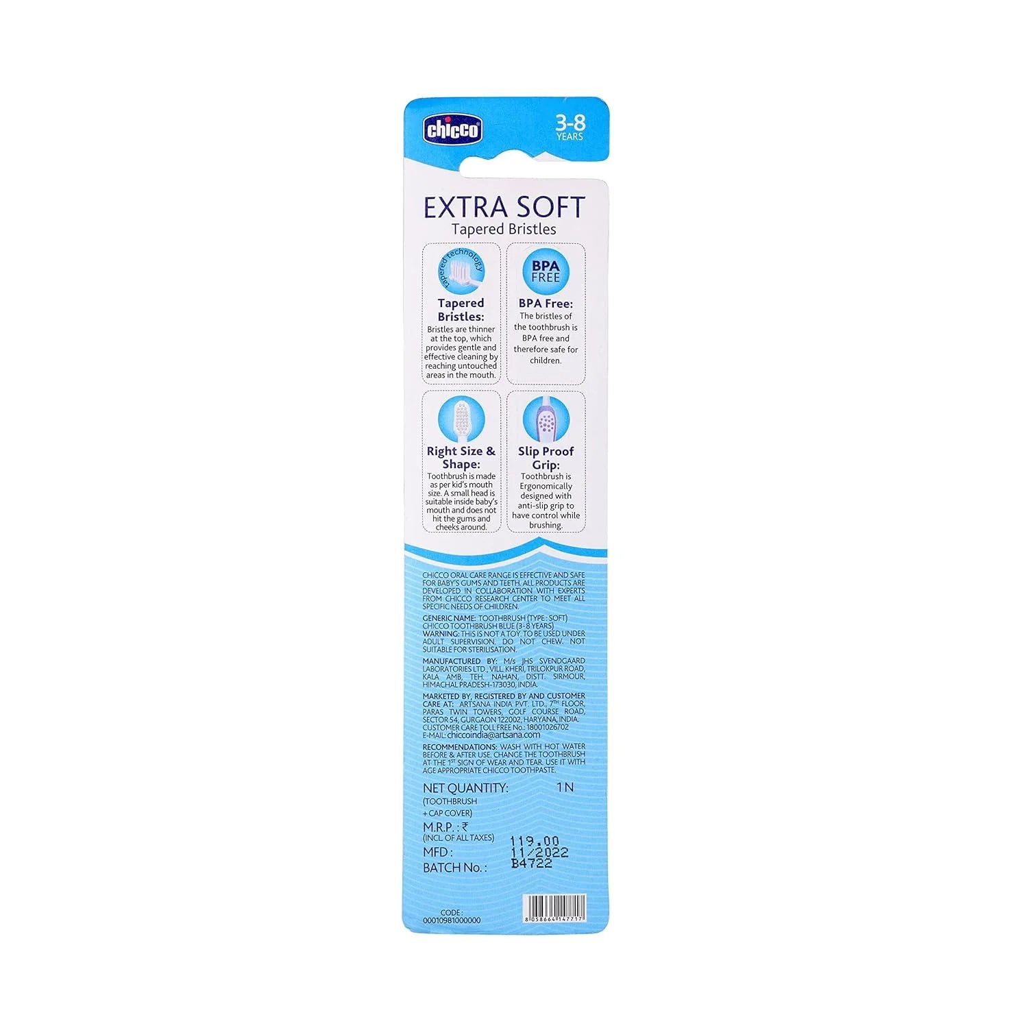 Toothbrush Blue 3Y to 8Y