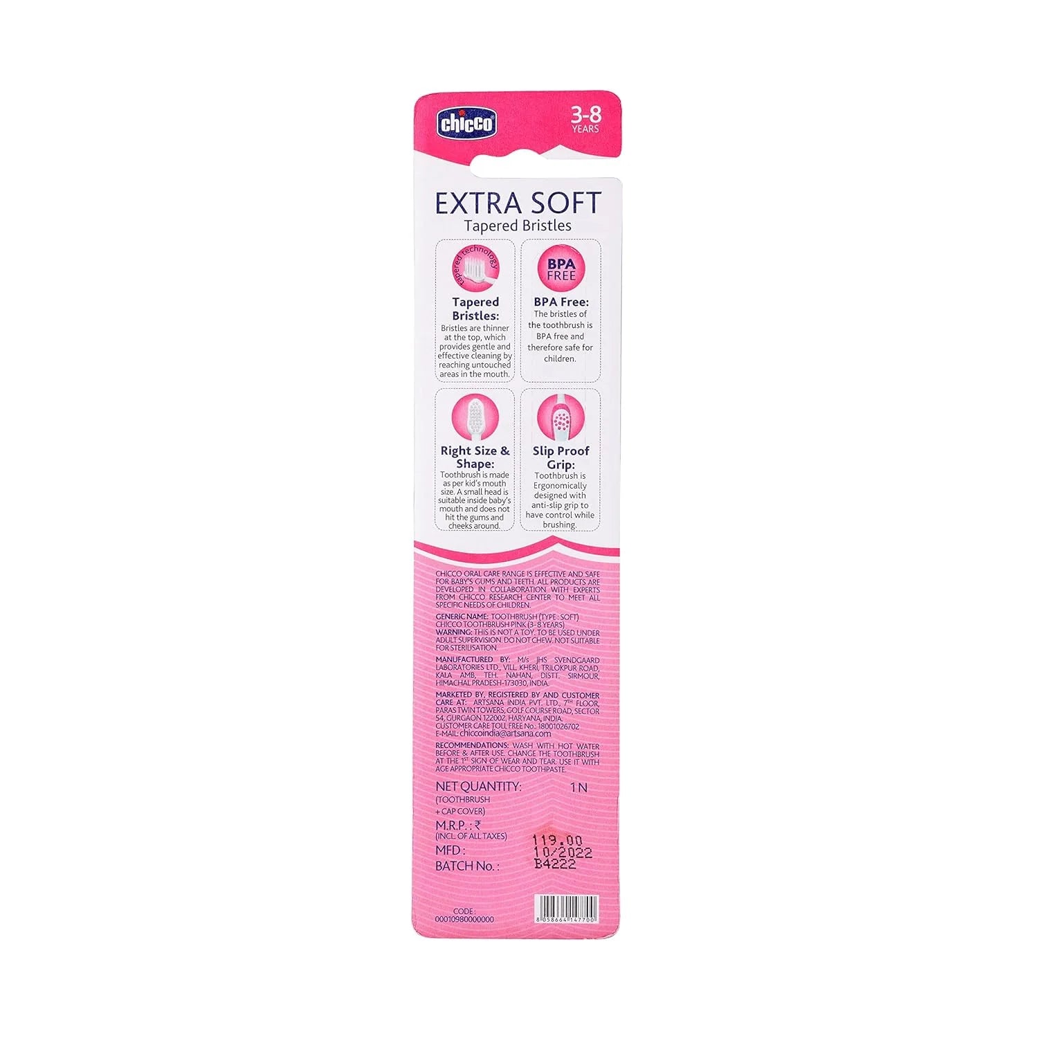 Toothbrush Pink 3Y to 8Y