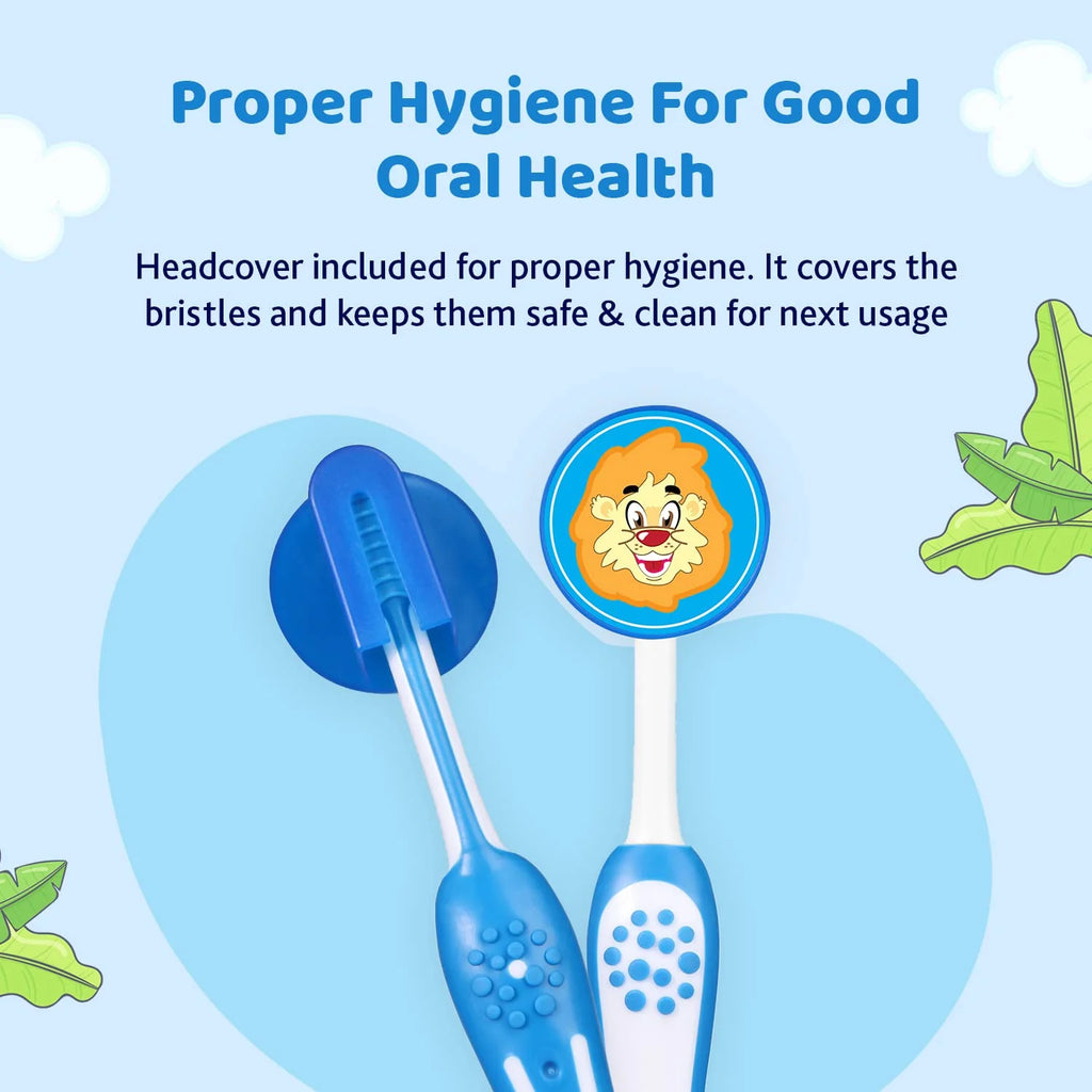 Toothbrush Set 3Y to 8Y Blue Orange & Green Pack of 3
