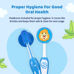 Toothbrush Set 3Y to 8Y Blue Orange & Green Pack of 3