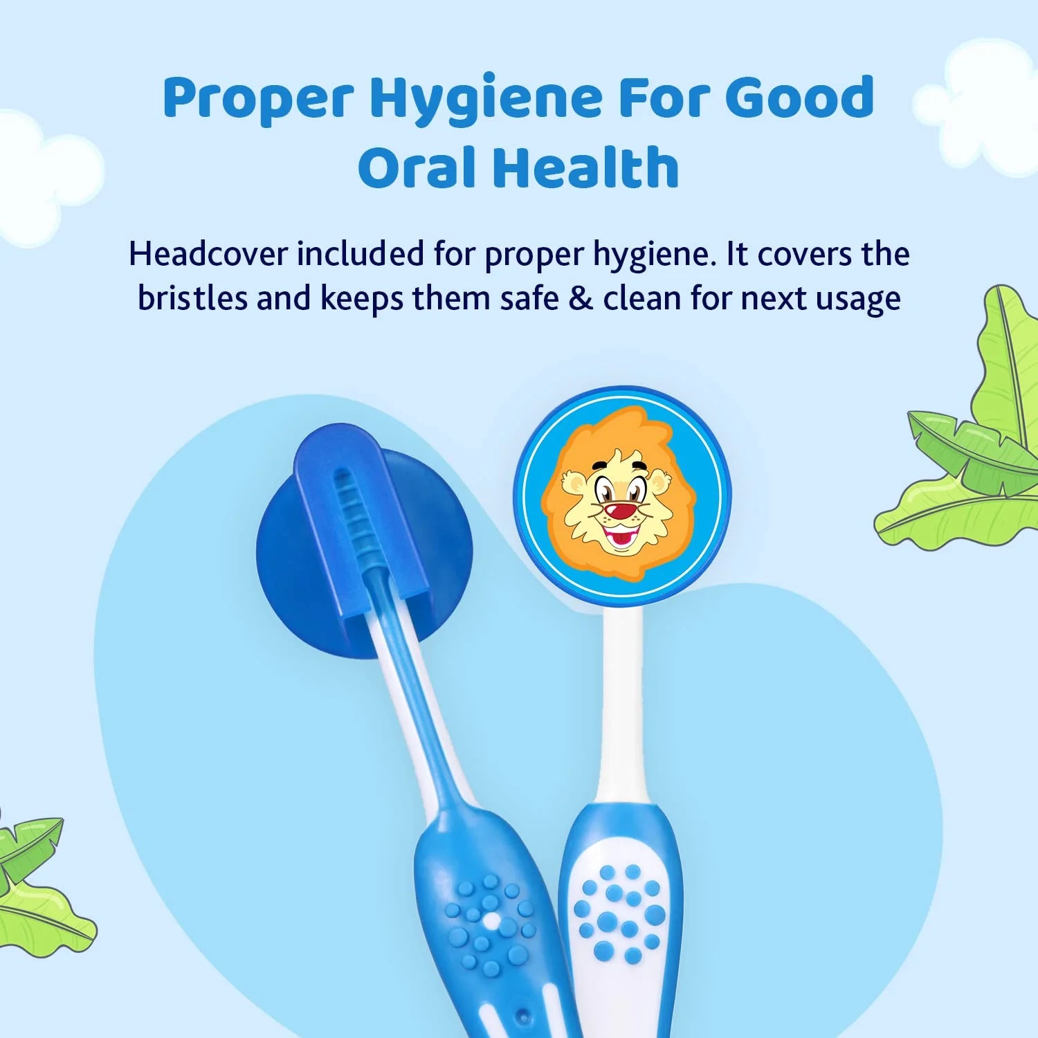 Toothbrush Set 3Y to 8Y Blue Orange & Green Pack of 3