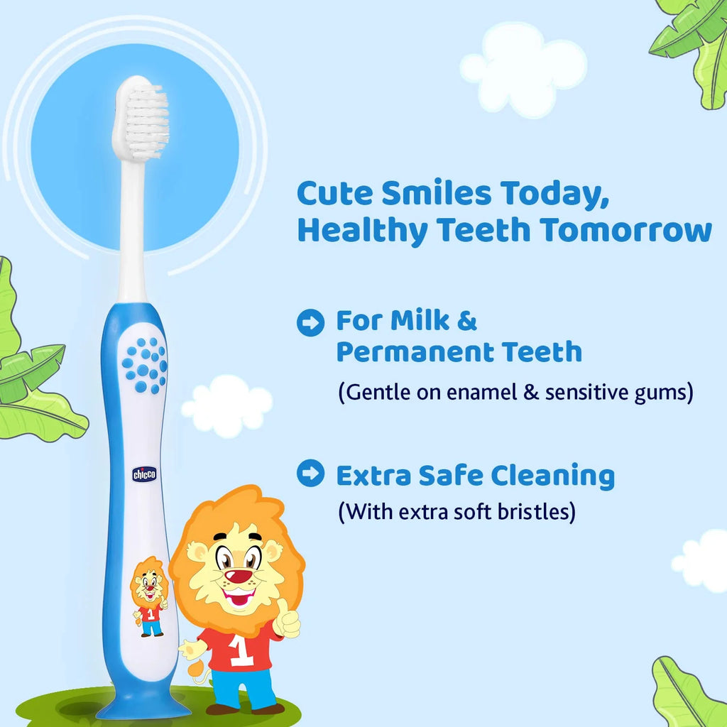 Toothbrush Set 3Y to 8Y Blue Orange & Green Pack of 3