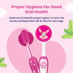 Toothbrush Set 3Y to 8Y Pink Orange & Green Pack of 3