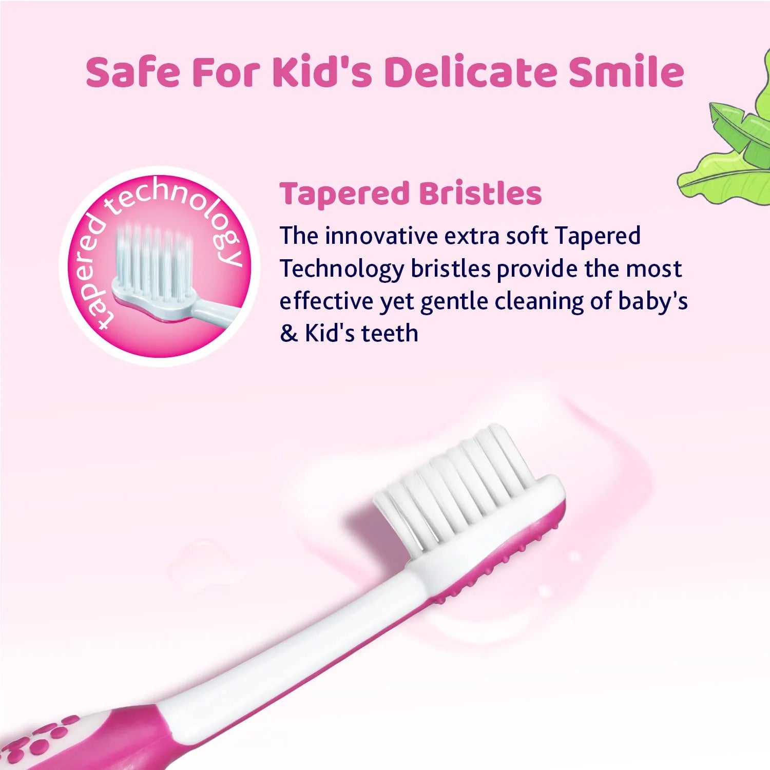 Toothbrush Set 3Y to 8Y Pink Orange & Green Pack of 3