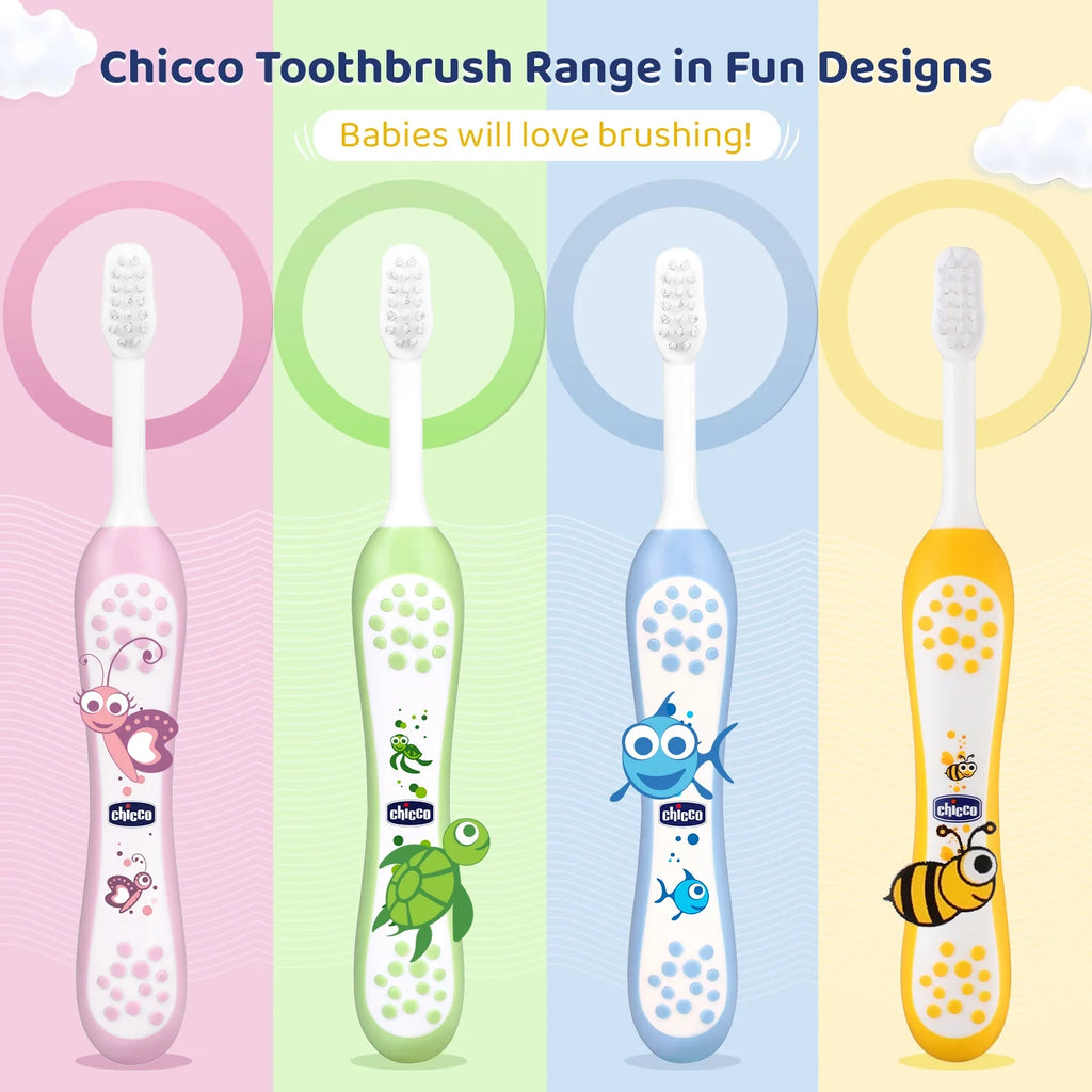 Toothbrush Set 6M to 36M Pink & Green Pack of 3