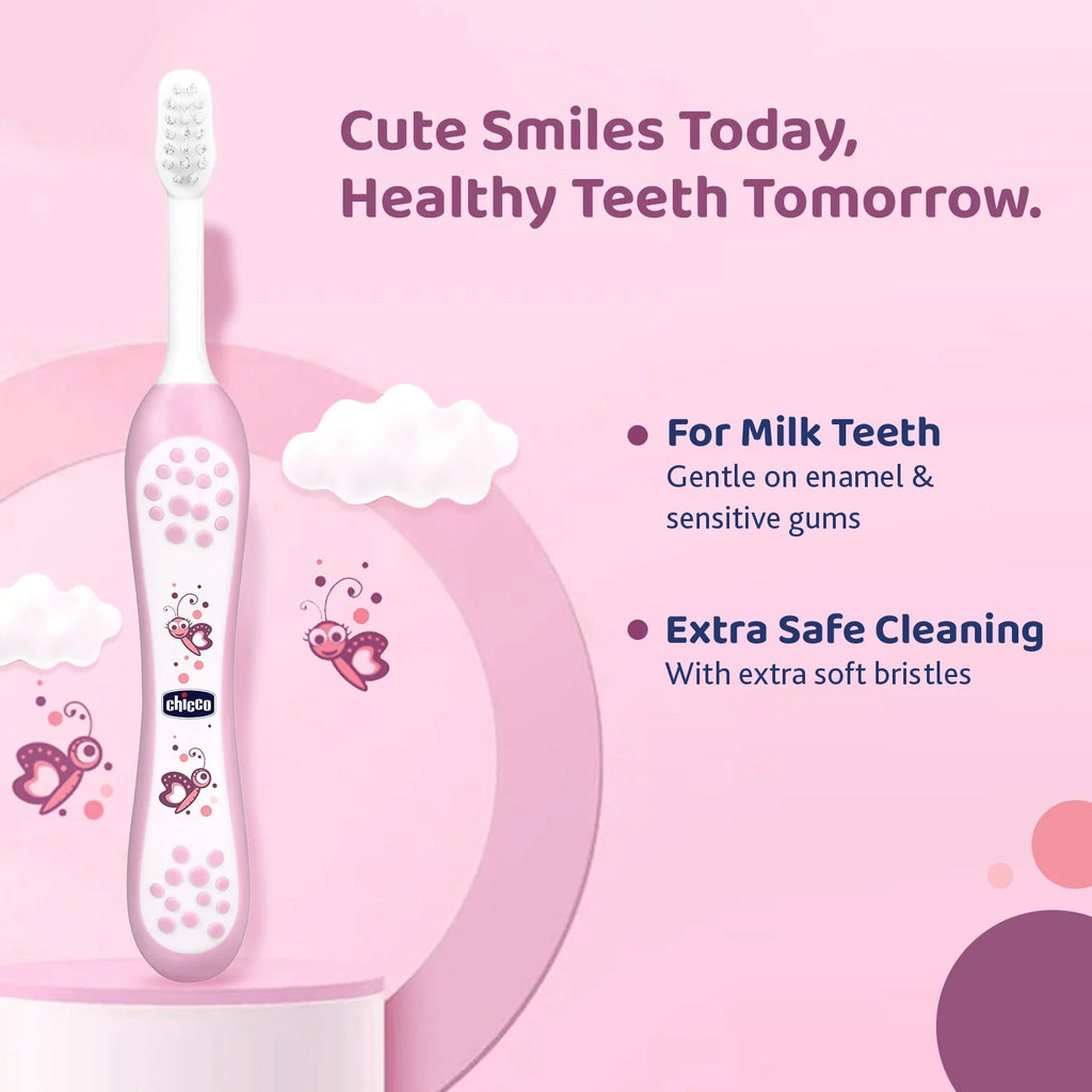 Toothbrush Set 6M to 36M Pink & Green Pack of 3