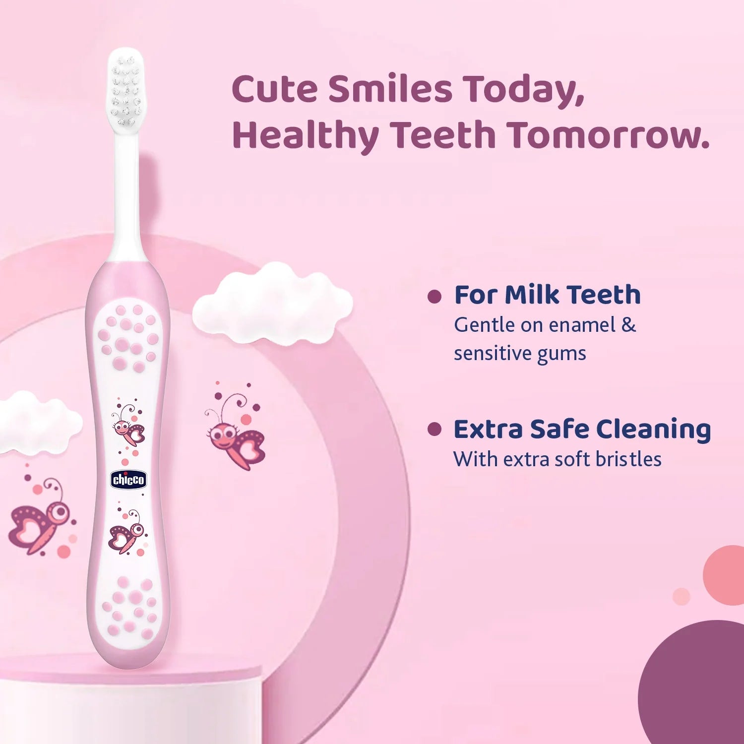 Toothbrush Set 6M to 36M Pink & Green Pack of 3