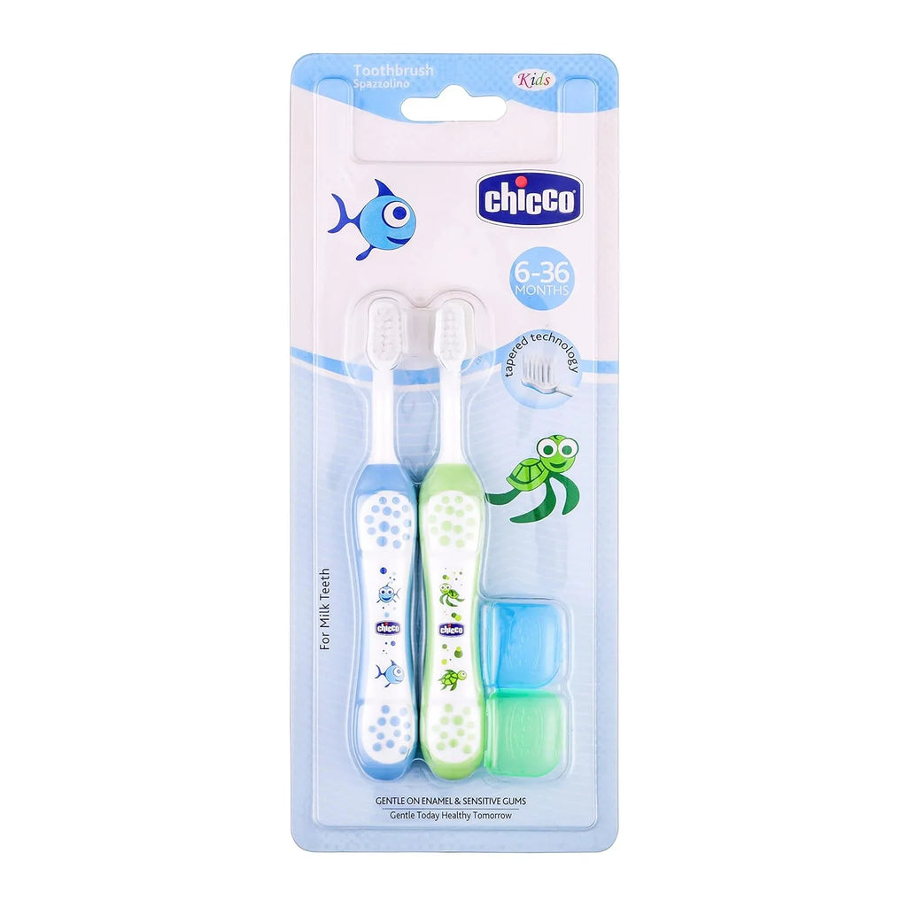 Toothbrush Set 6M to 36M Blue & Green Pack of 2