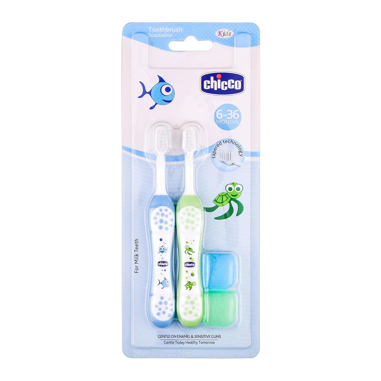 Toothbrush Set 6M to 36M Blue & Green Pack of 2