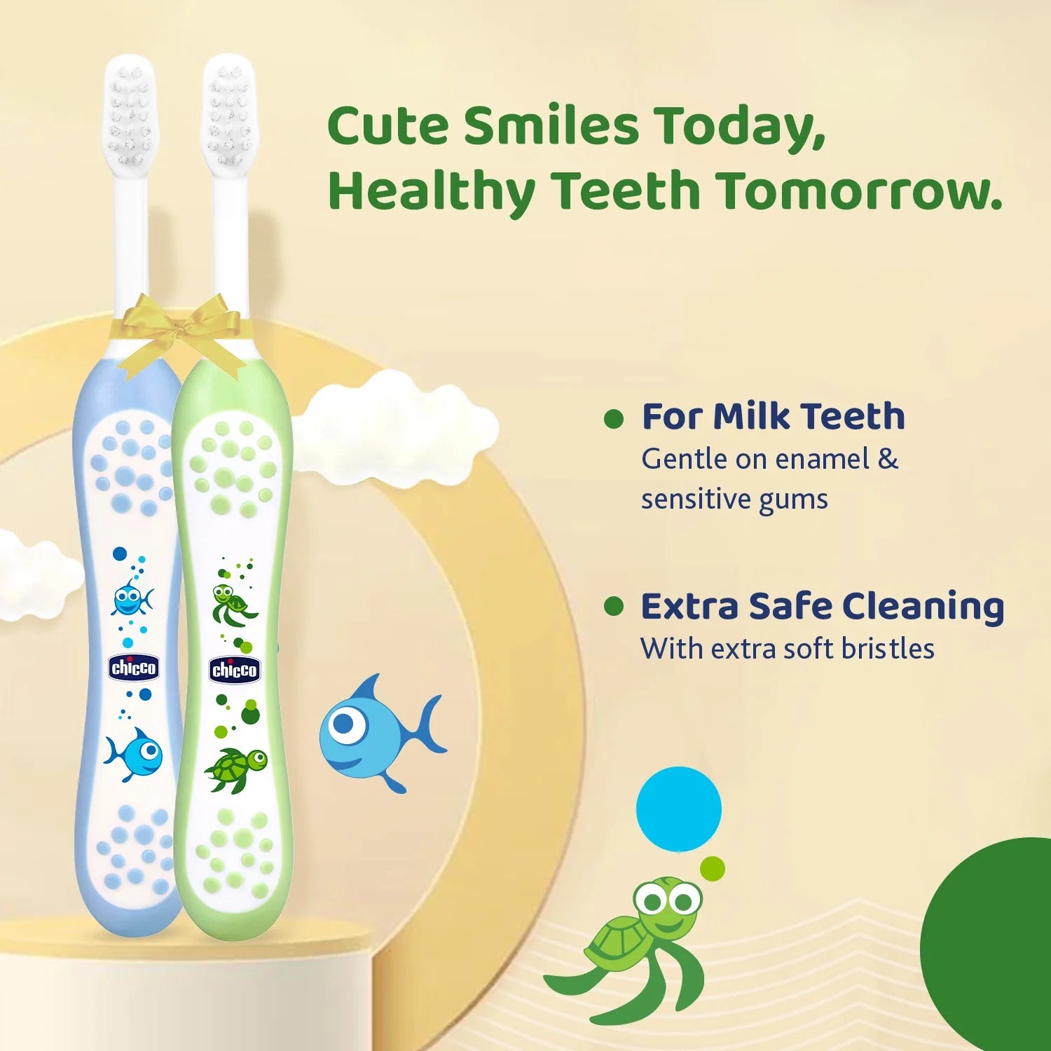 Toothbrush Set 6M to 36M Blue & Green Pack of 2