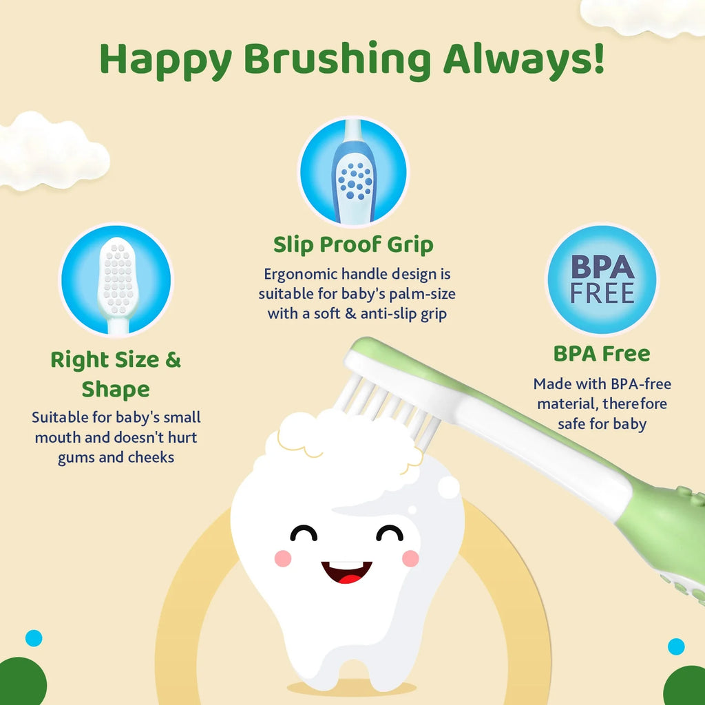 Toothbrush Set 6M to 36M Blue & Green Pack of 2