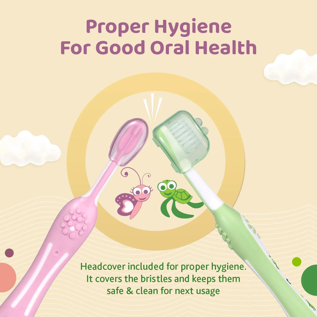 Toothbrush Set 6M to 36M Pink & Green Pack of 2