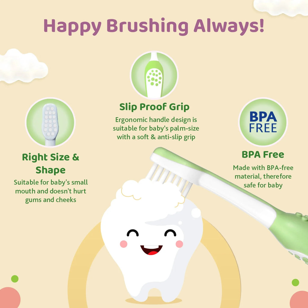 Toothbrush Set 6M to 36M Pink & Green Pack of 2