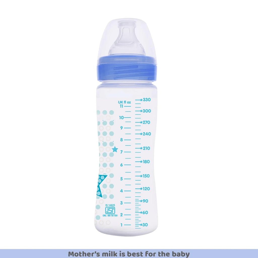 Well Being Fast Flow Baby Bottle 330ml  4M+ Blue