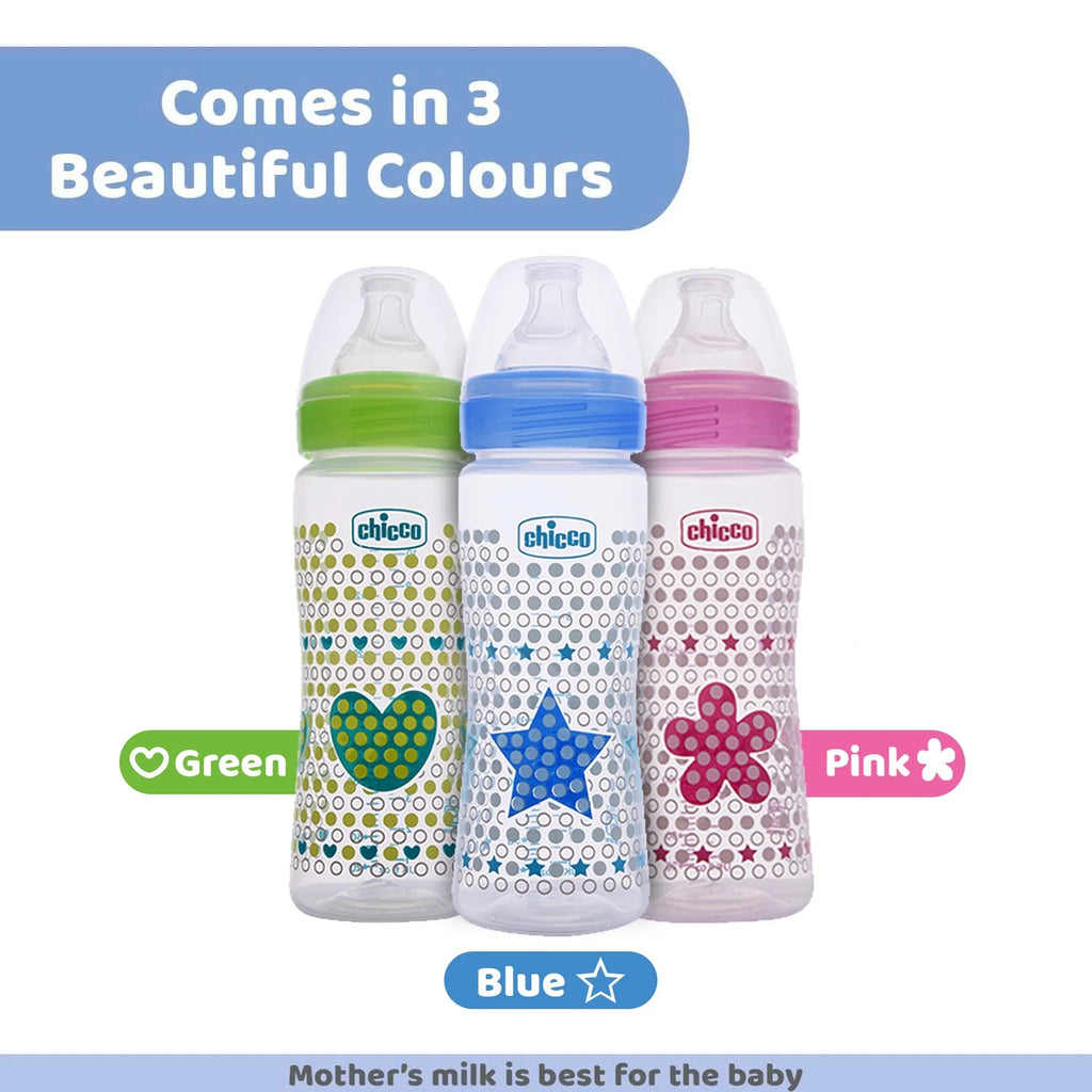 Well Being Fast Flow Baby Bottle 330ml  4M+ Blue