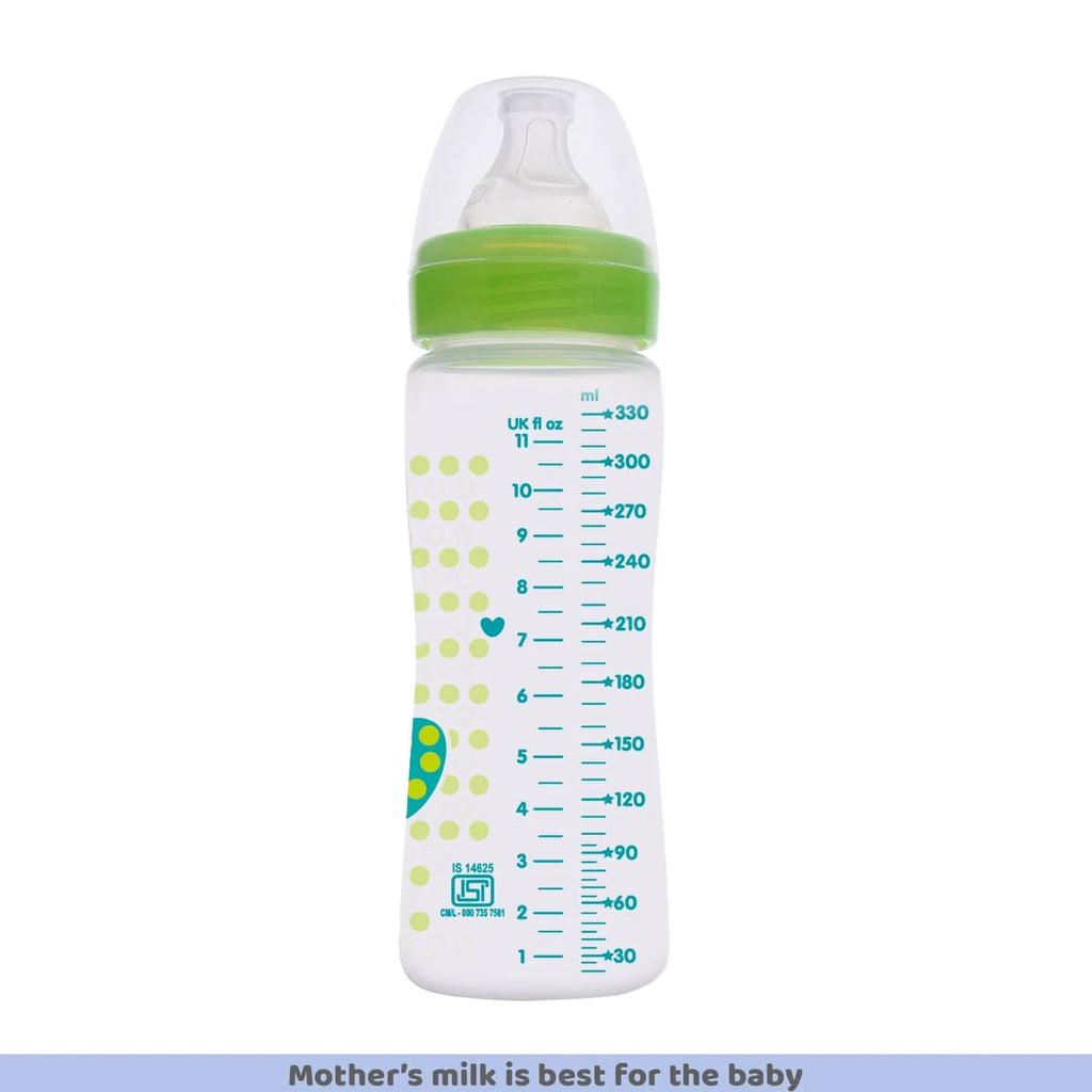 Well Being Fast Flow Baby Bottle 330ml 4M+ Green