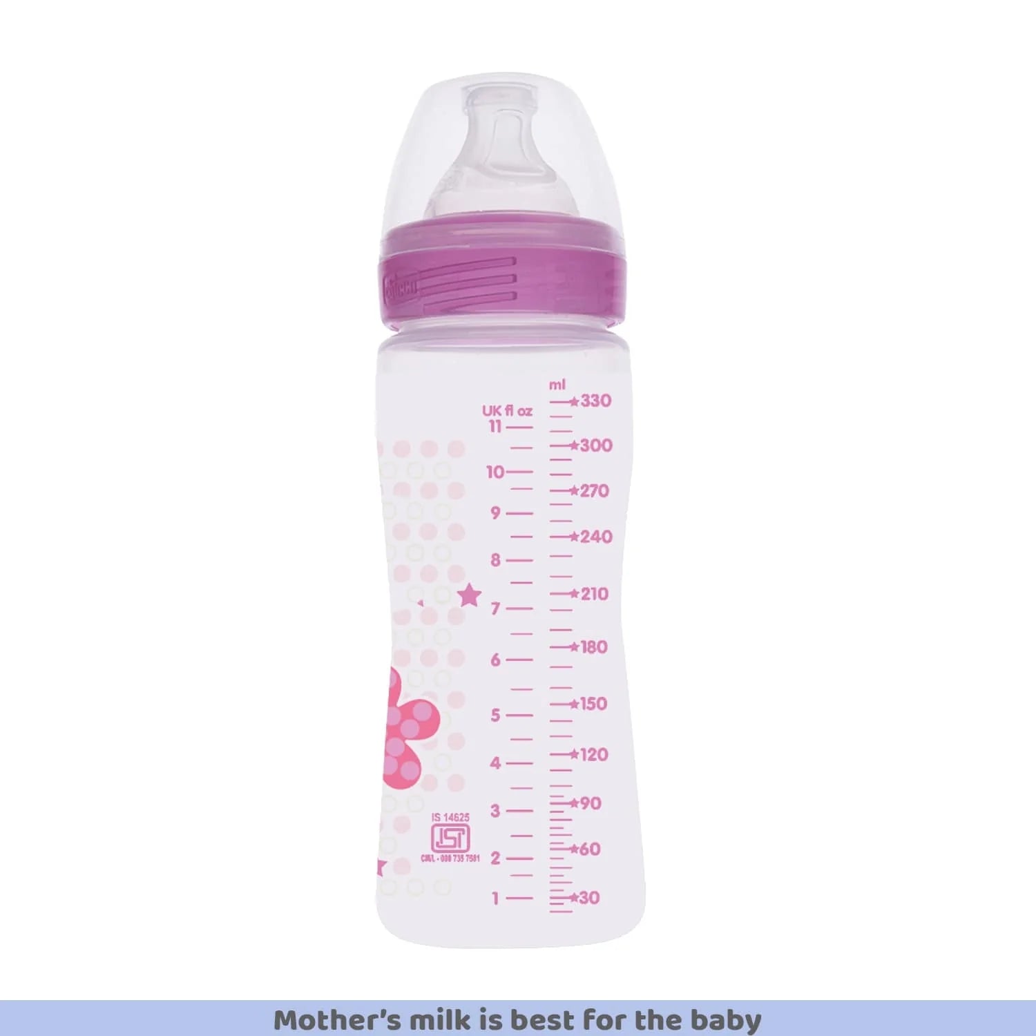 Well Being Fast Flow Baby Bottle 330ml 4M+ Pink