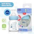 Well Being Glass Feeding Bottle 120ml  Blue Slow Flow 0M+