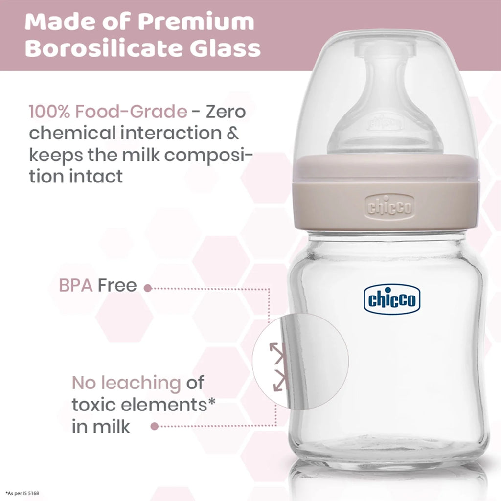 Well Being Glass Feeding Bottle 120ml  Neutral Slow Flow 0M+