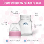 Well Being Glass Feeding Bottle 120ml  Pink Slow Flow 0M+