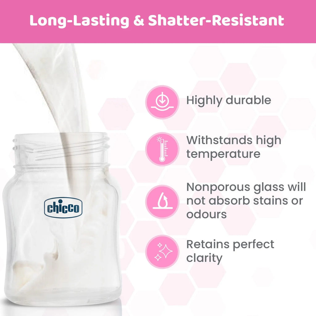 Well Being Glass Feeding Bottle 120ml  Pink Slow Flow 0M+