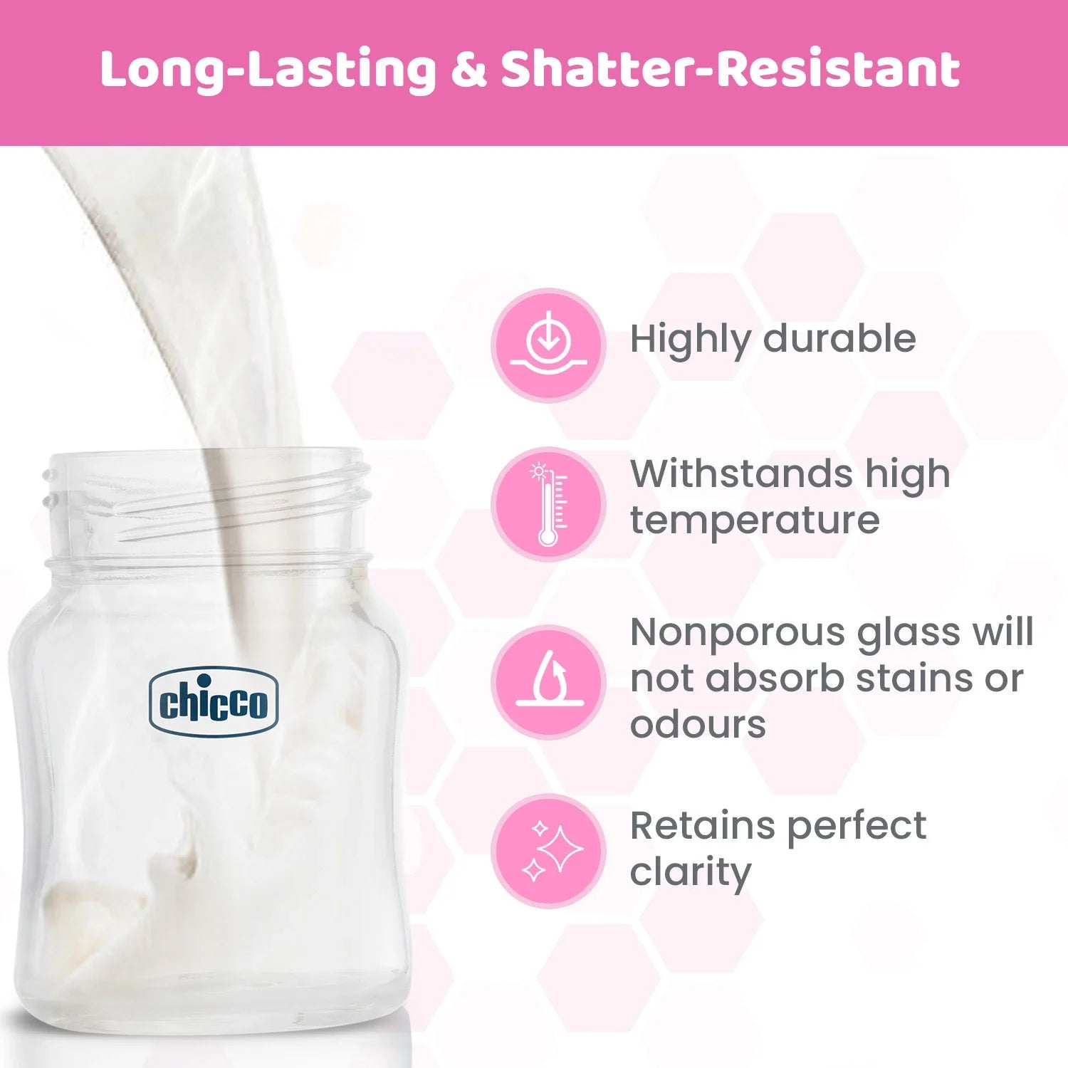 Well Being Glass Feeding Bottle 120ml  Pink Slow Flow 0M+