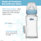 Well Being Glass Feeding Bottle 240ml  Blue Medium Flow 2M+