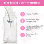 Well Being Glass Feeding Bottle 240ml  Pink Medium Flow 2M+