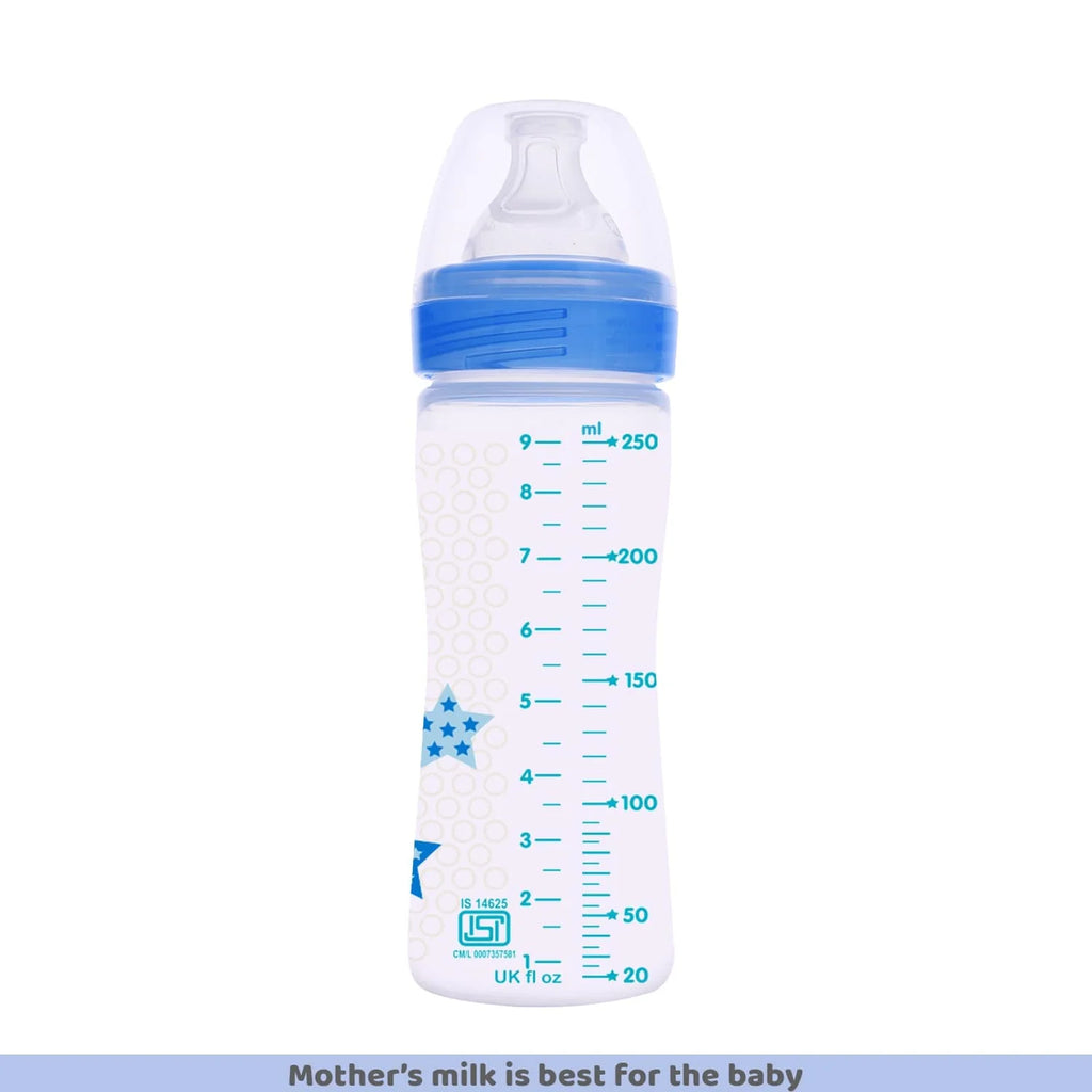 Well Being Medium Flow Baby Bottle 250ml 2M+ Blue