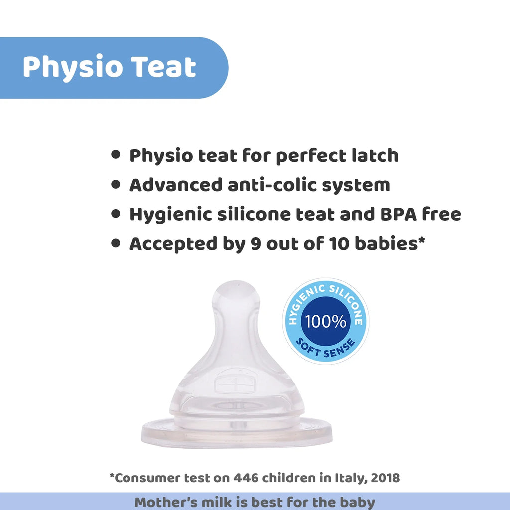 Well Being Medium Flow Baby Bottle 250ml 2M+ Blue