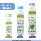 Well Being Medium Flow Baby Bottle 250ml  2M+ Green