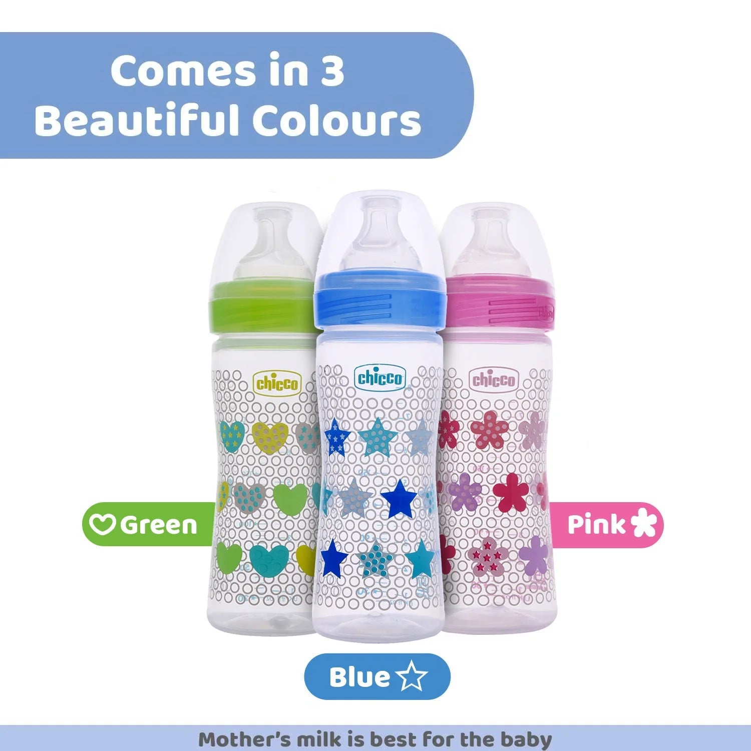 Well Being Medium Flow Baby Bottle 250ml 2M+ Pink