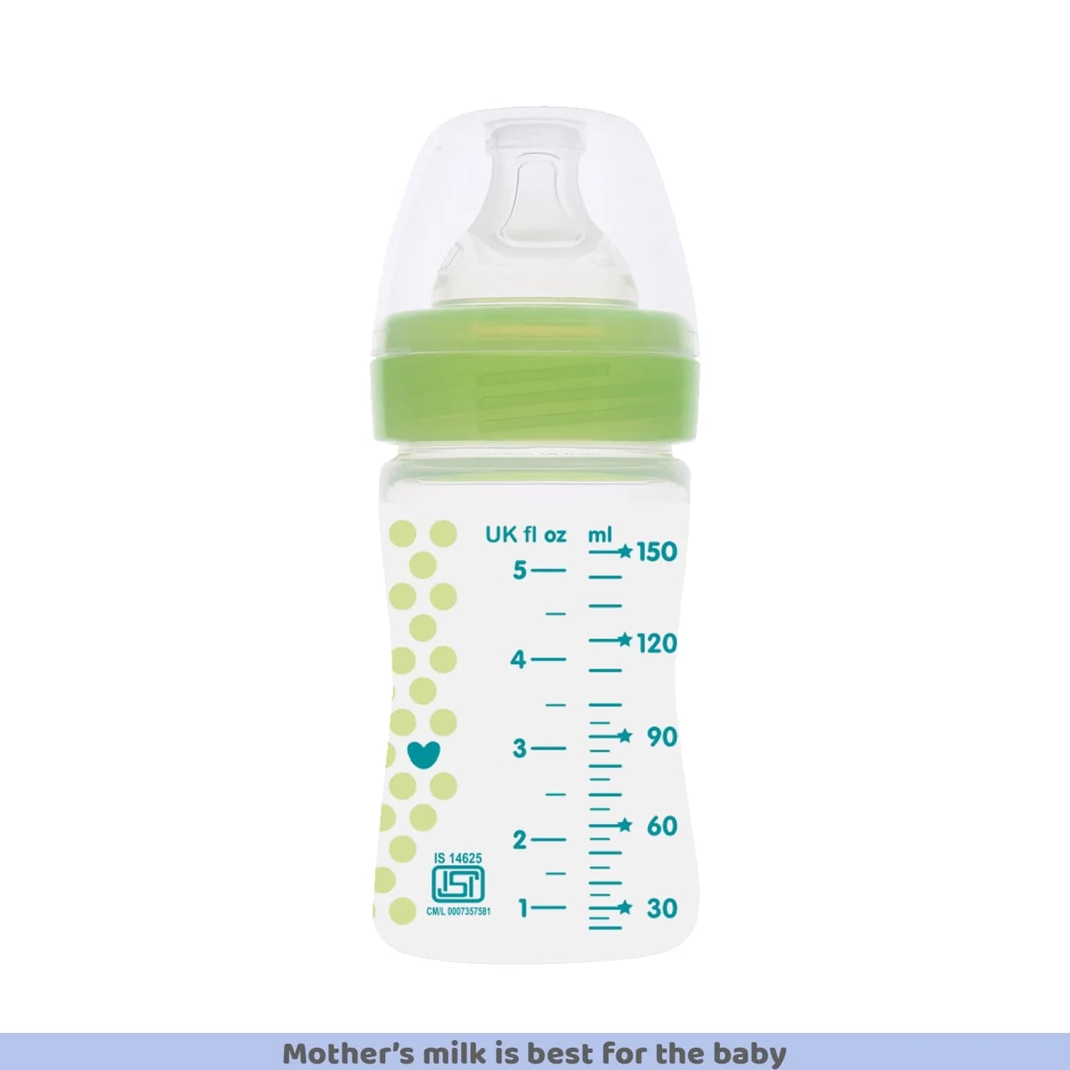 Well Being Slow Flow Baby Bottle 150ml 0M+ Green