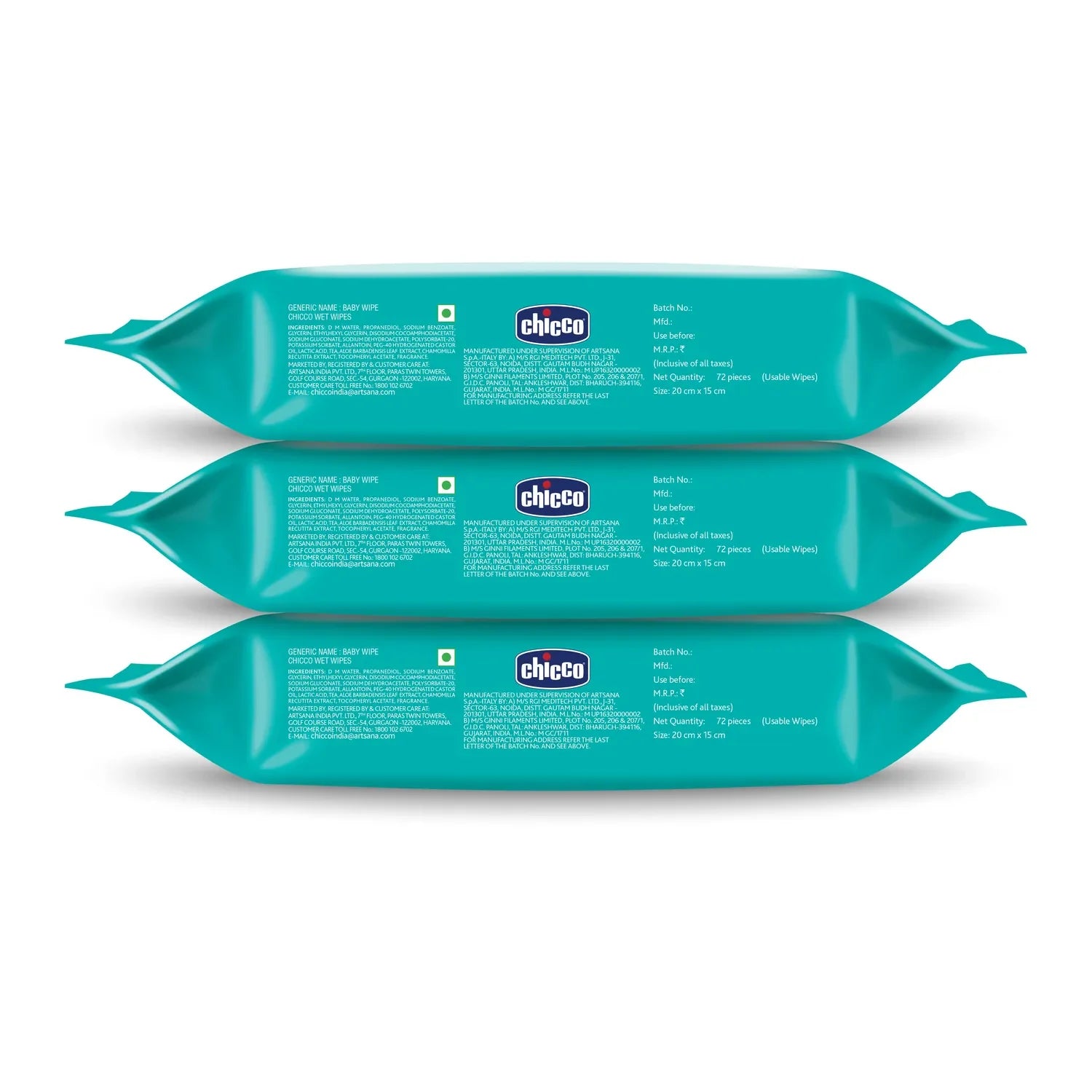Wet Wipes Fliptop Pack of 3 216 Pcs
