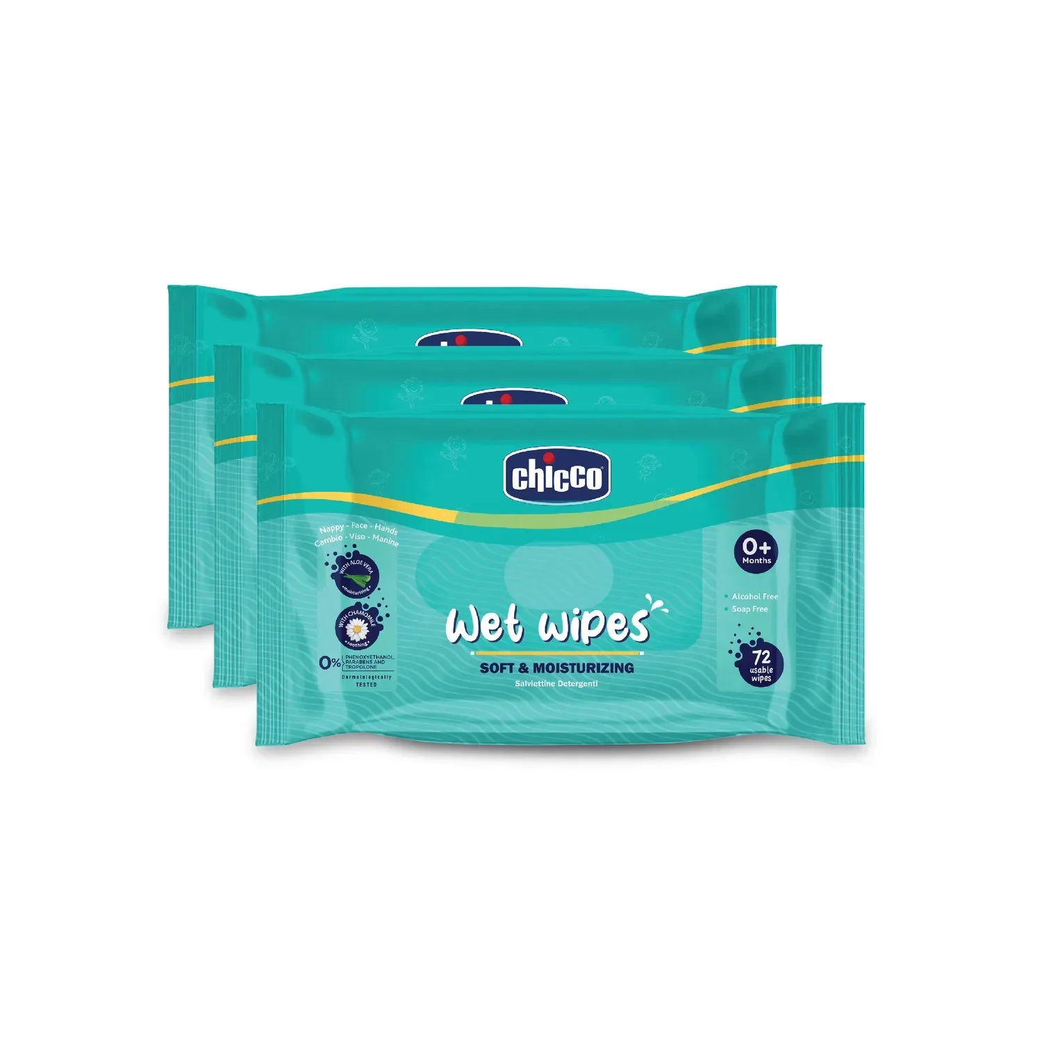 Wet Wipes Sticker Pack of 3 216 Pcs