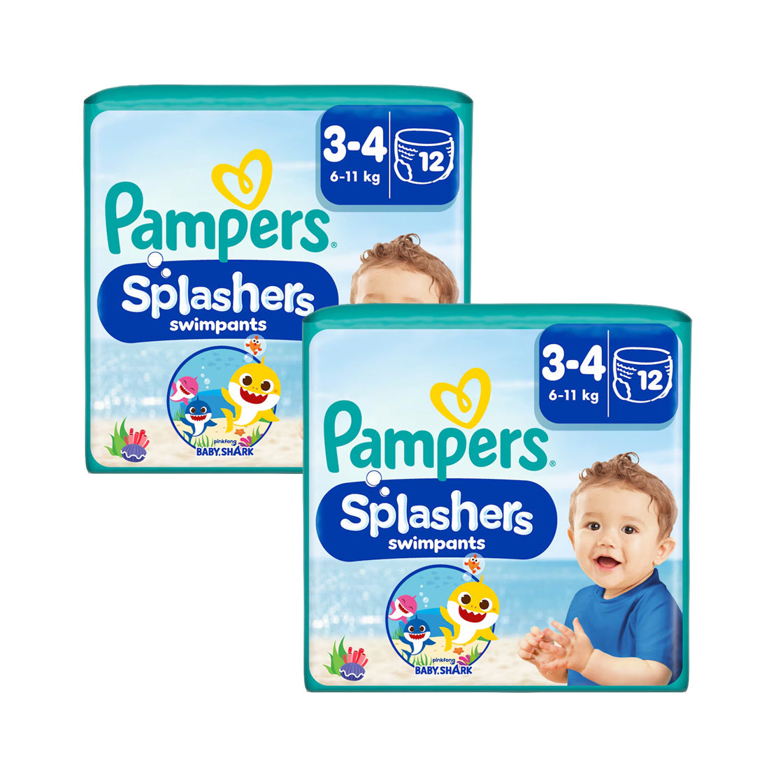 Pampers Splashers Swimming Pants Baby Shark Size 3-4 (12 pcs) (6-11KG)  (UK)